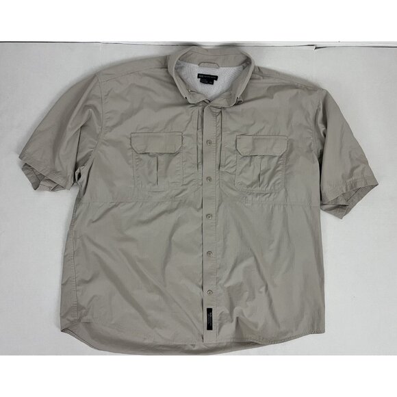5.11 Tactical Series Men's 3XL Short Sleeve Shirt 100% Nylon Khaki Beige 71158 - Picture 1 of 3